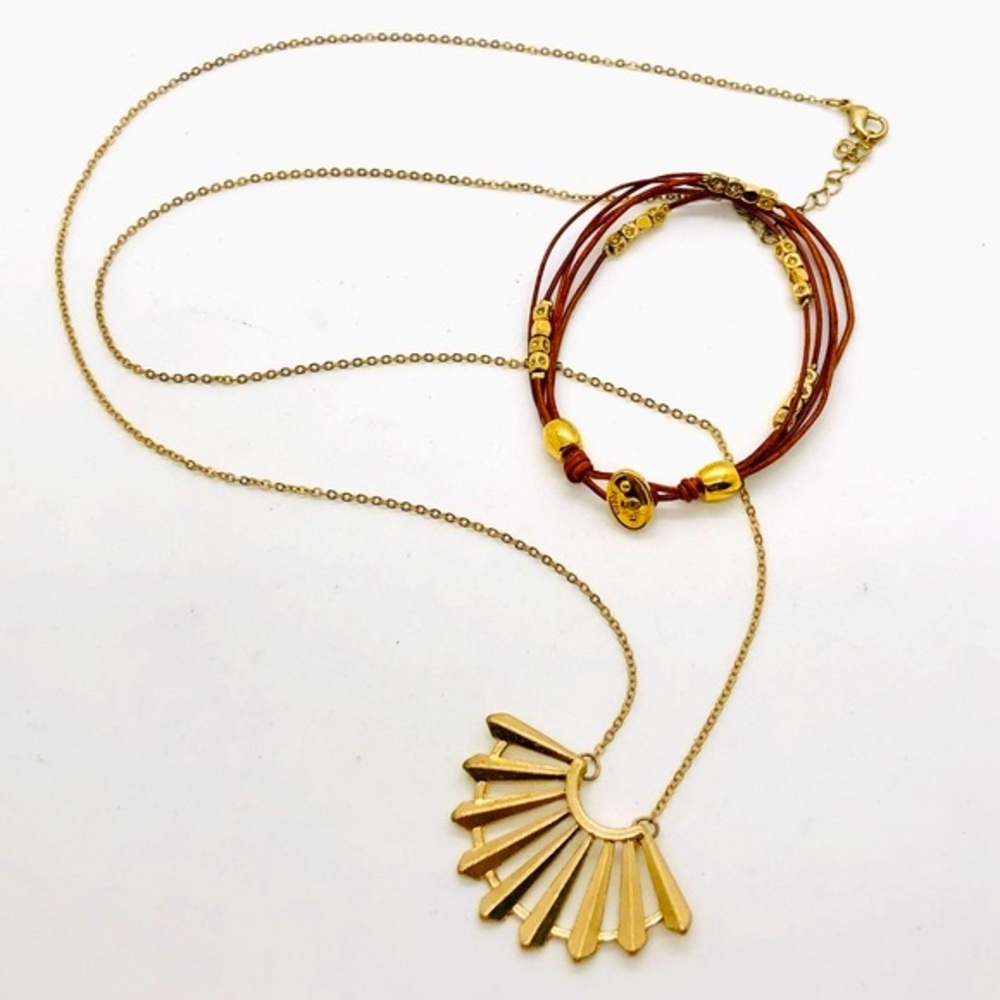 Vintage Fossil Bracelet & Fan Necklace